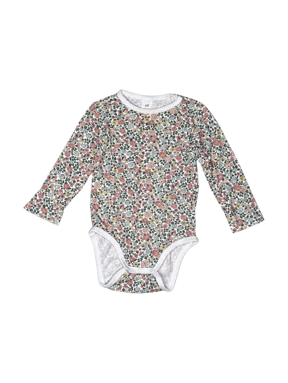 H&M Cream Floral Long Sleeve Baby Bodysuit 18M